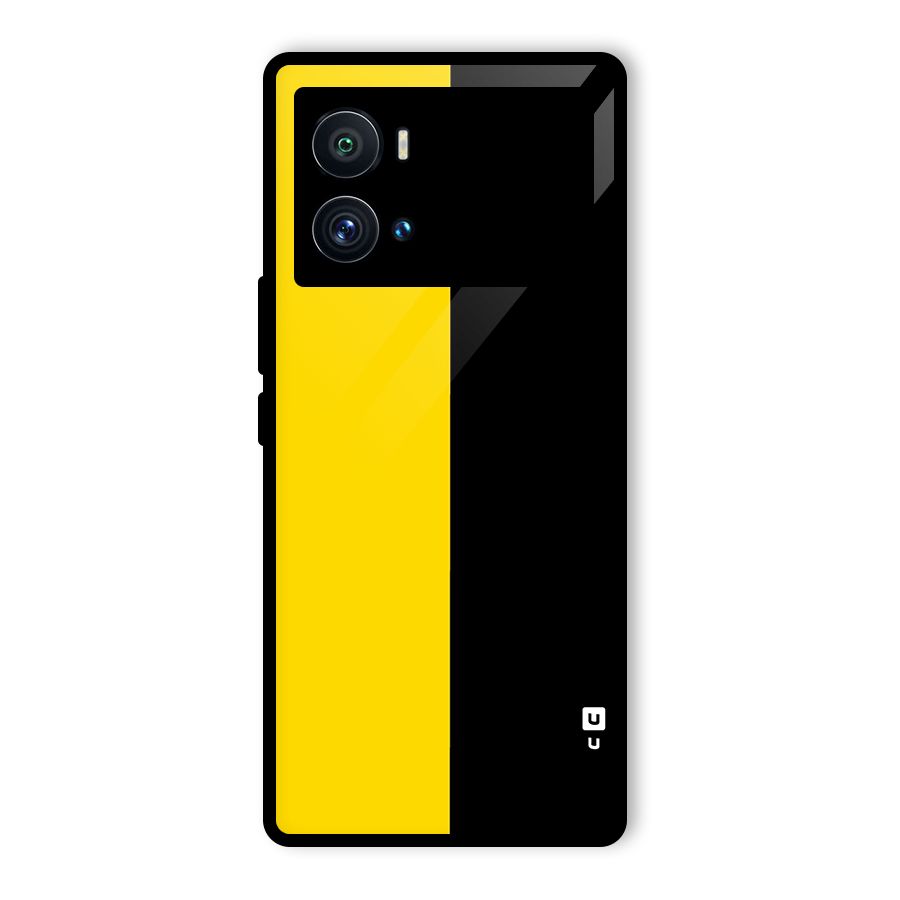 Yellow Black Super Minimalistic Glass Back Case for Vivo iQOO 9 Pro