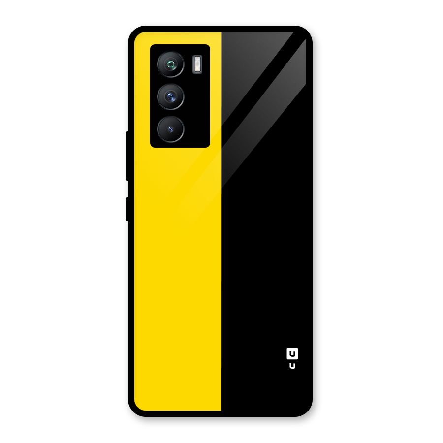 Yellow Black Super Minimalistic Glass Back Case for Vivo iQOO 9 SE