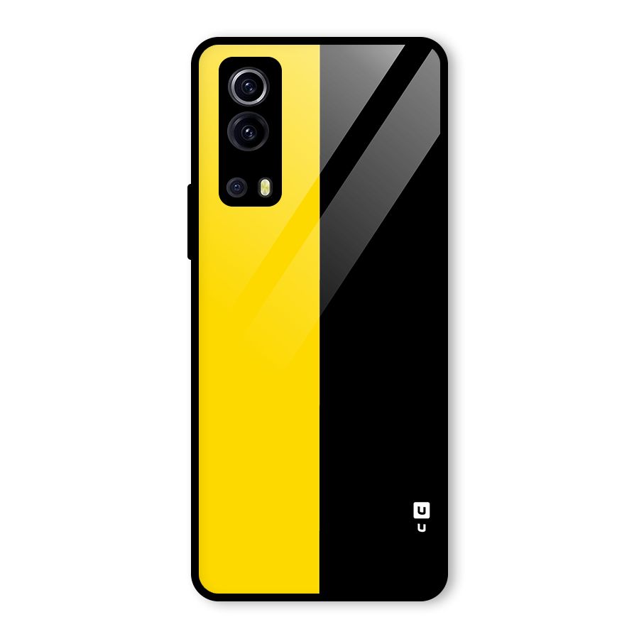 Yellow Black Super Minimalistic Glass Back Case for Vivo iQOO Z3