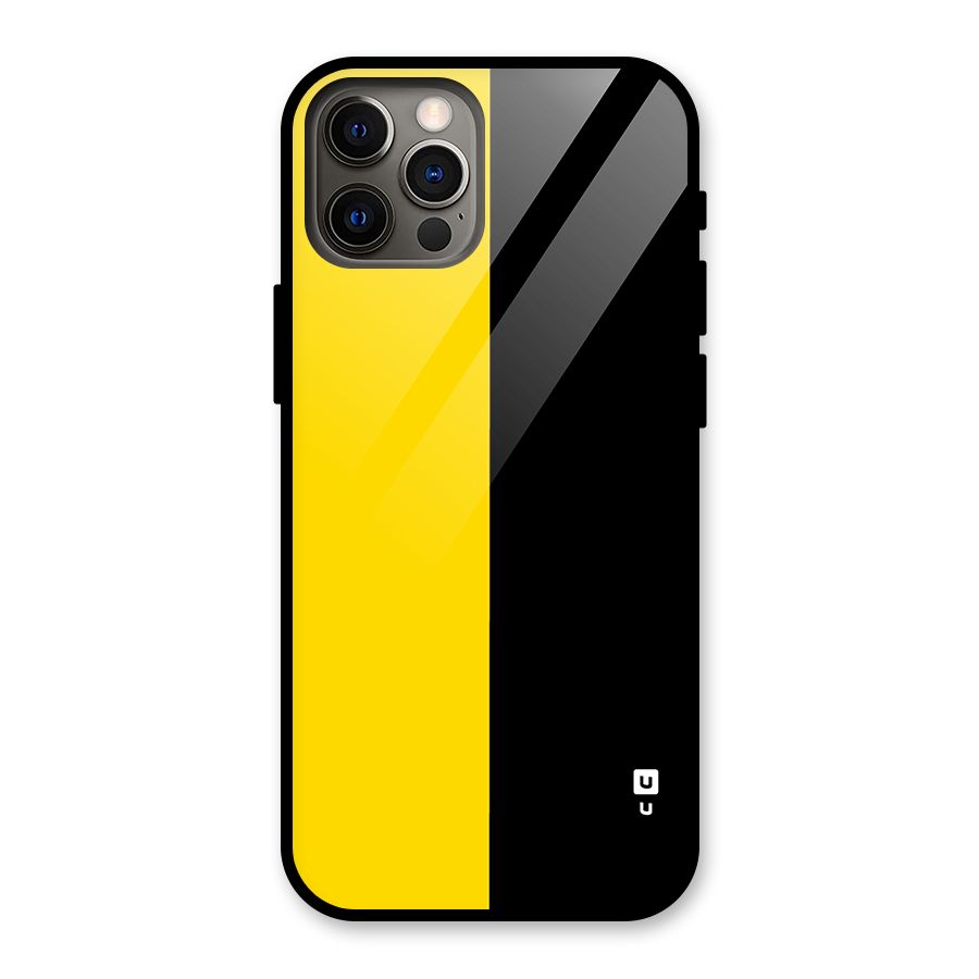 Yellow Black Super Minimalistic Glass Back Case for iPhone 12 Pro