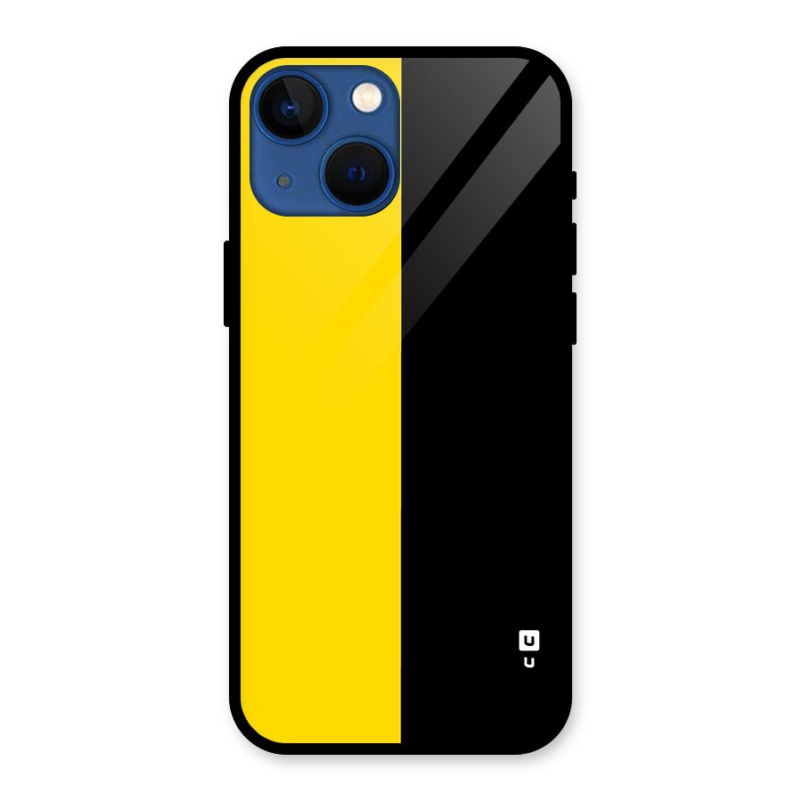 Yellow Black Super Minimalistic Glass Back Case for iPhone 13 Mini