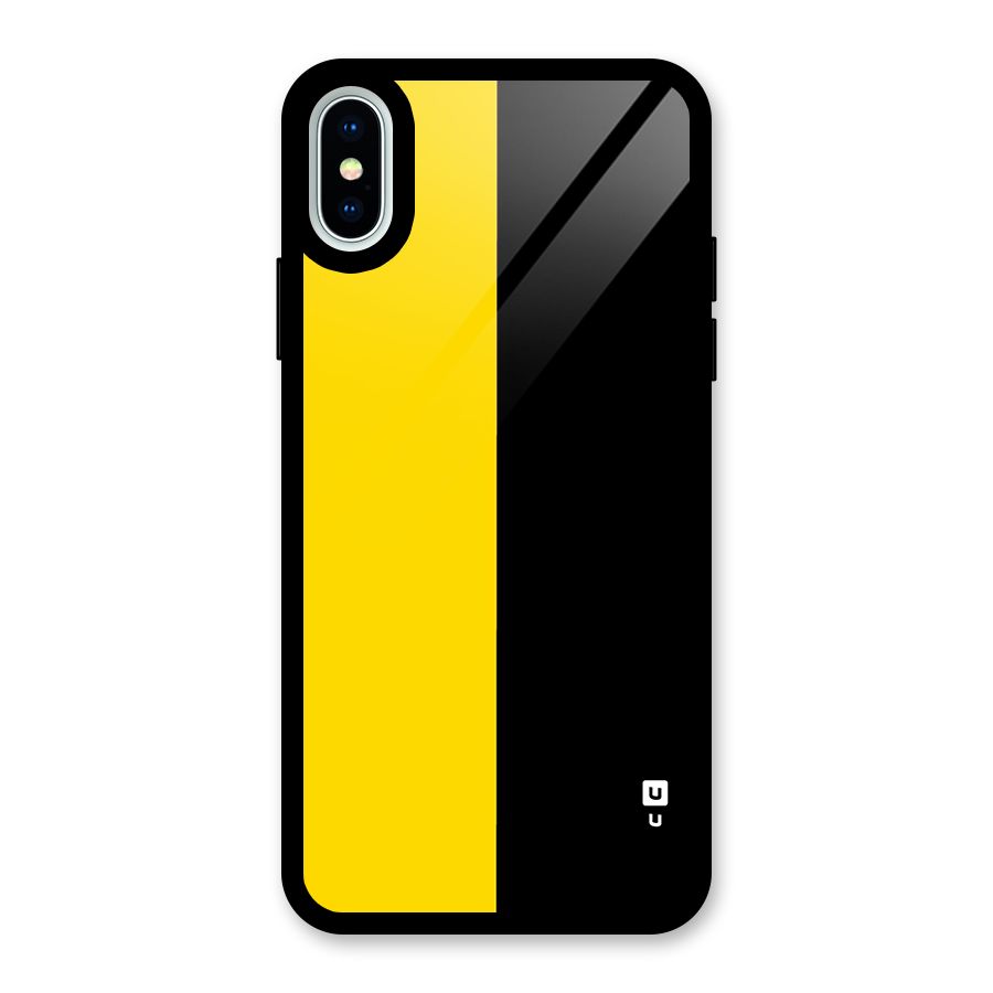 Yellow Black Super Minimalistic Glass Back Case for iPhone XS