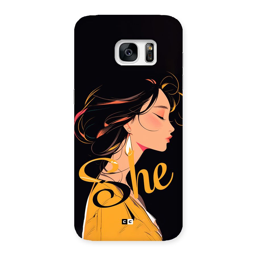 Yellow Lady Back Case for Galaxy S7 Edge