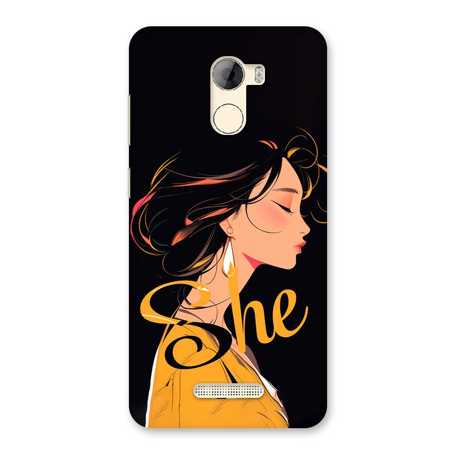 Yellow Lady Back Case for Gionee A1 LIte