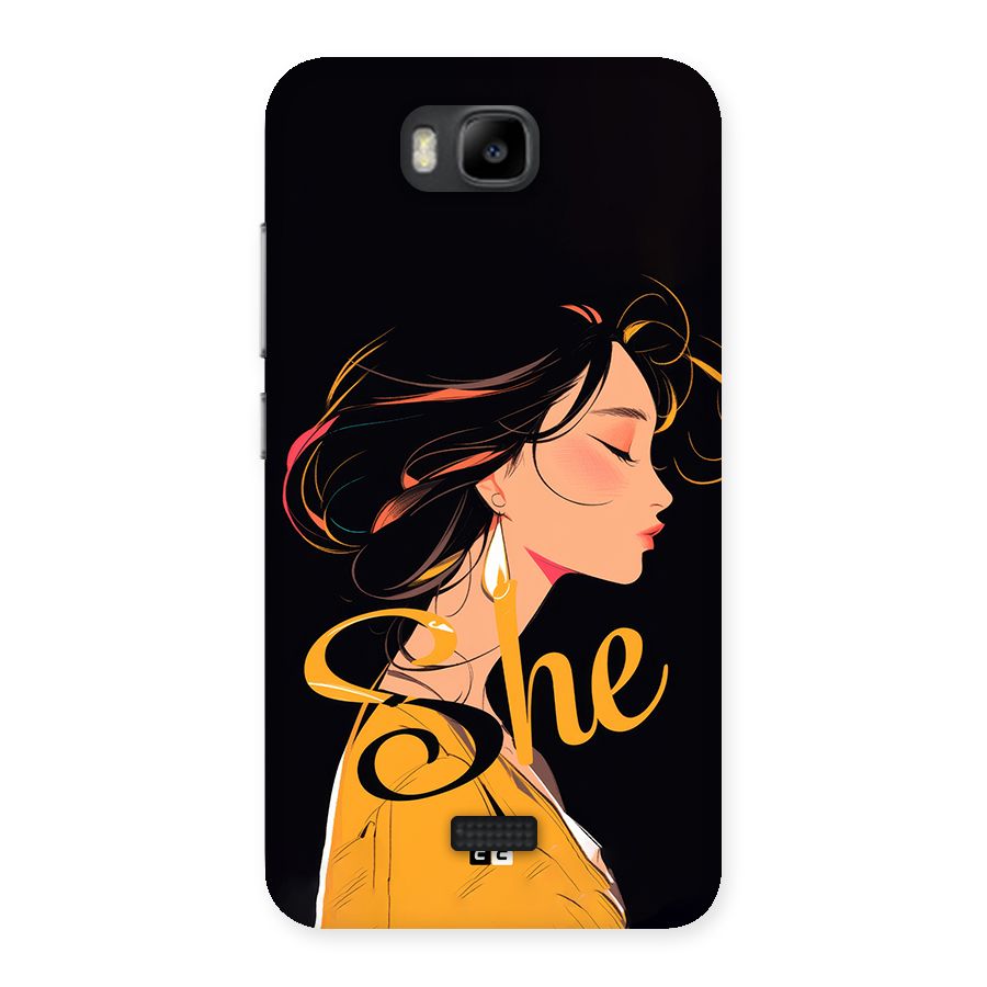 Yellow Lady Back Case for Honor Bee