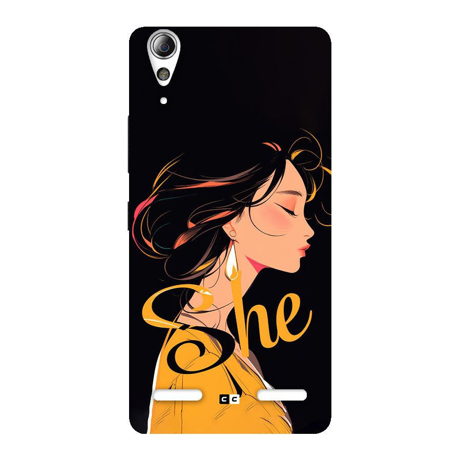 Yellow Lady Back Case for Lenovo A6000