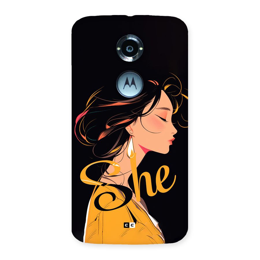 Yellow Lady Back Case for Moto X2