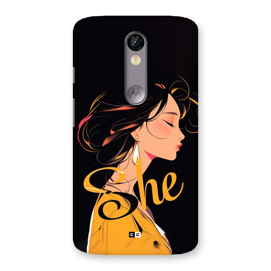 Yellow Lady Back Case for Moto X Force