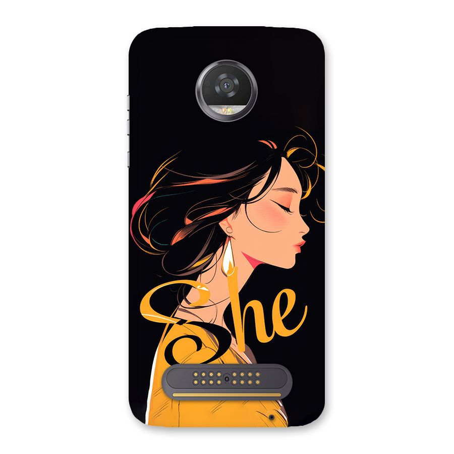 Yellow Lady Back Case for Moto Z2 Play