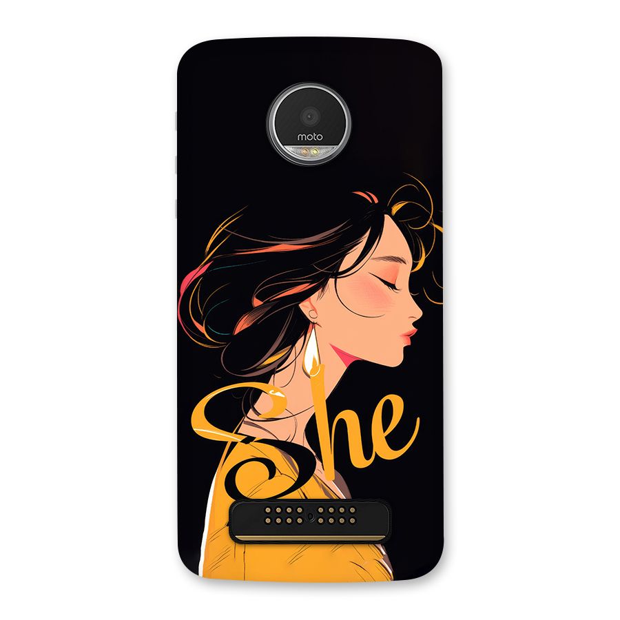 Yellow Lady Back Case for Moto Z Play