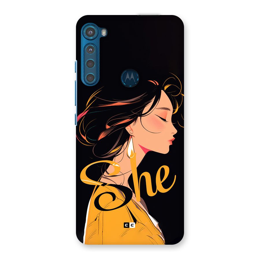 Yellow Lady Back Case for Motorola One Fusion Plus