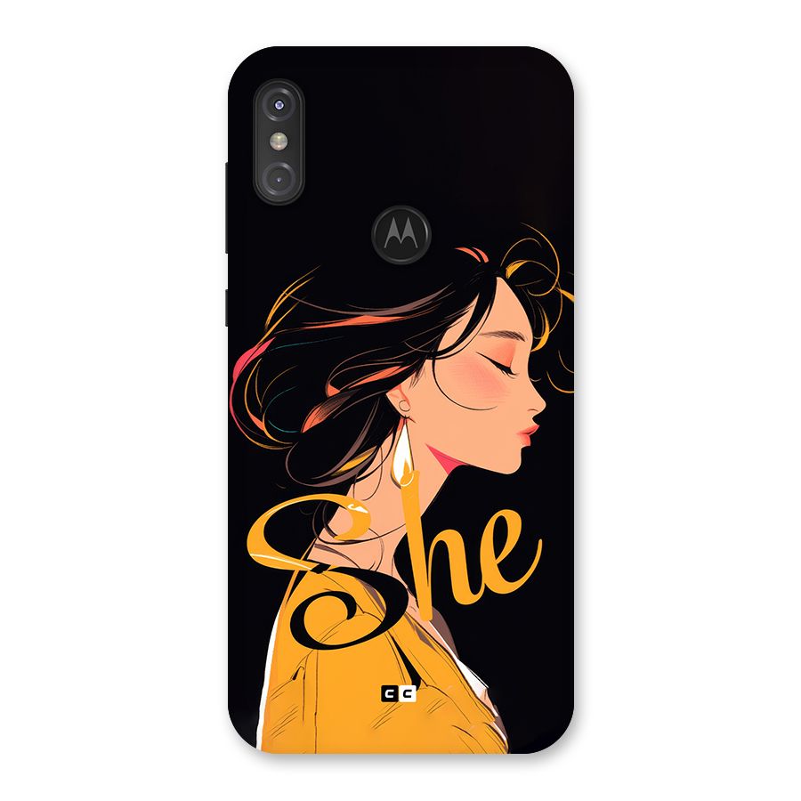 Yellow Lady Back Case for Motorola One Power