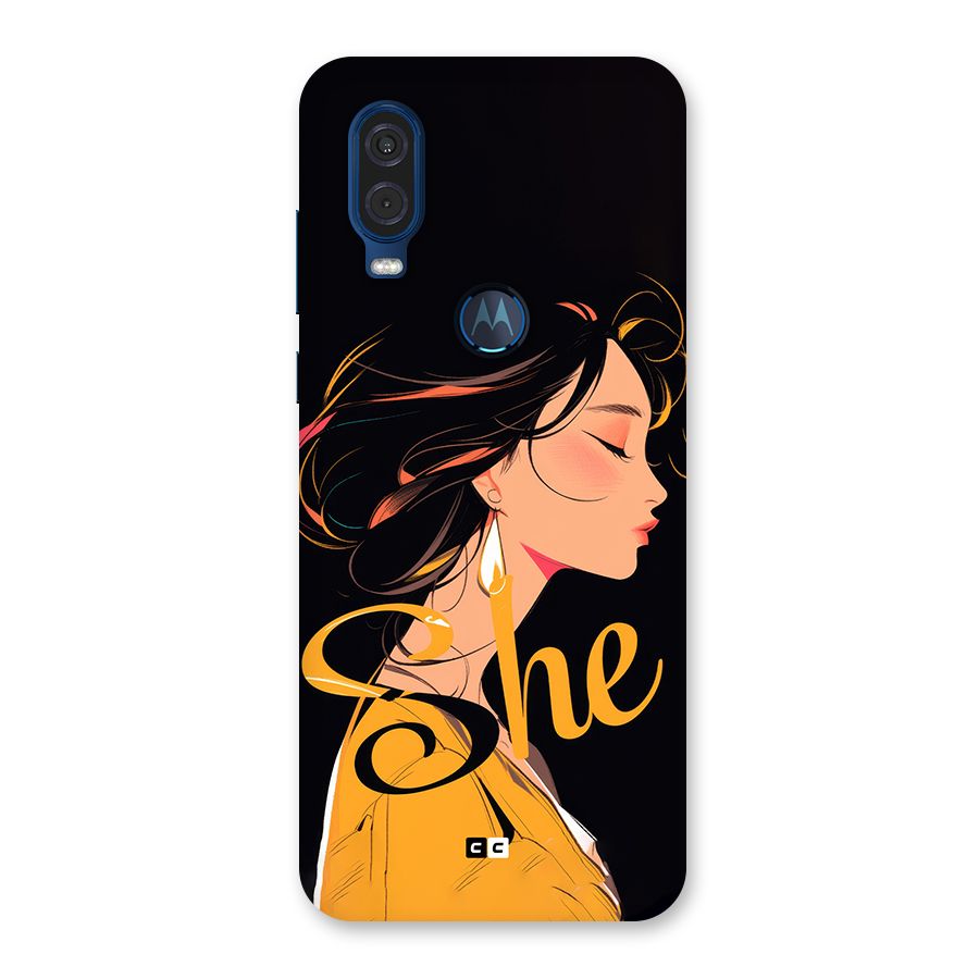 Yellow Lady Back Case for Motorola One Vision