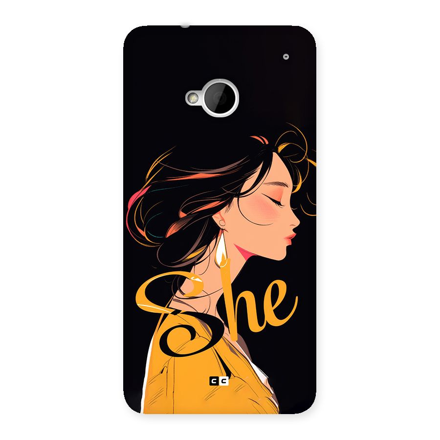 Yellow Lady Back Case for One M7 (Single Sim)