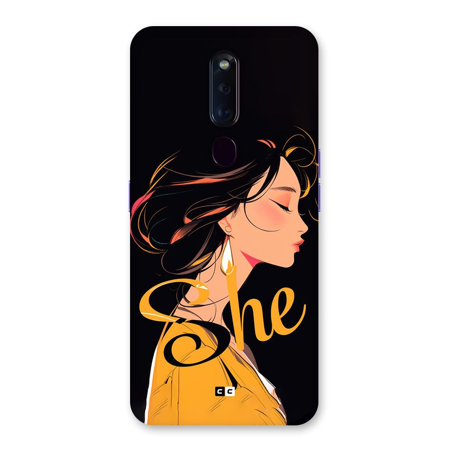 Yellow Lady Back Case for Oppo F11 Pro