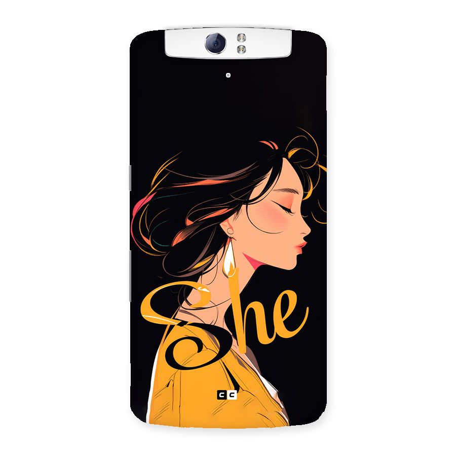 Yellow Lady Back Case for Oppo N1