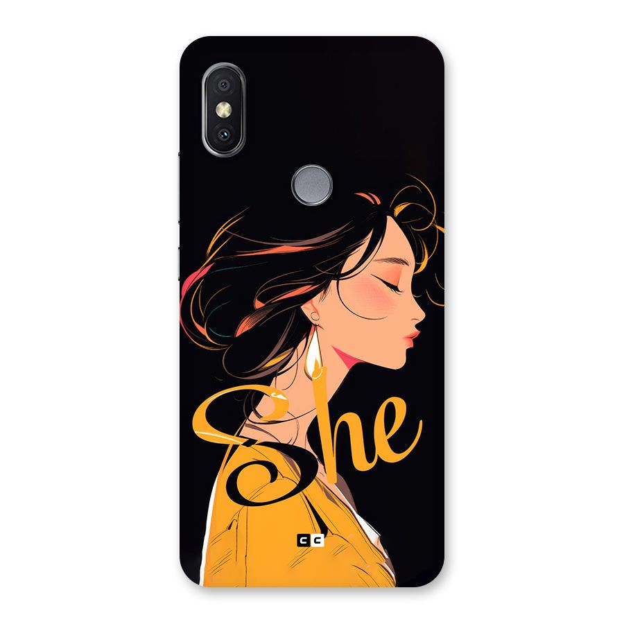 Yellow Lady Back Case for Redmi Y2