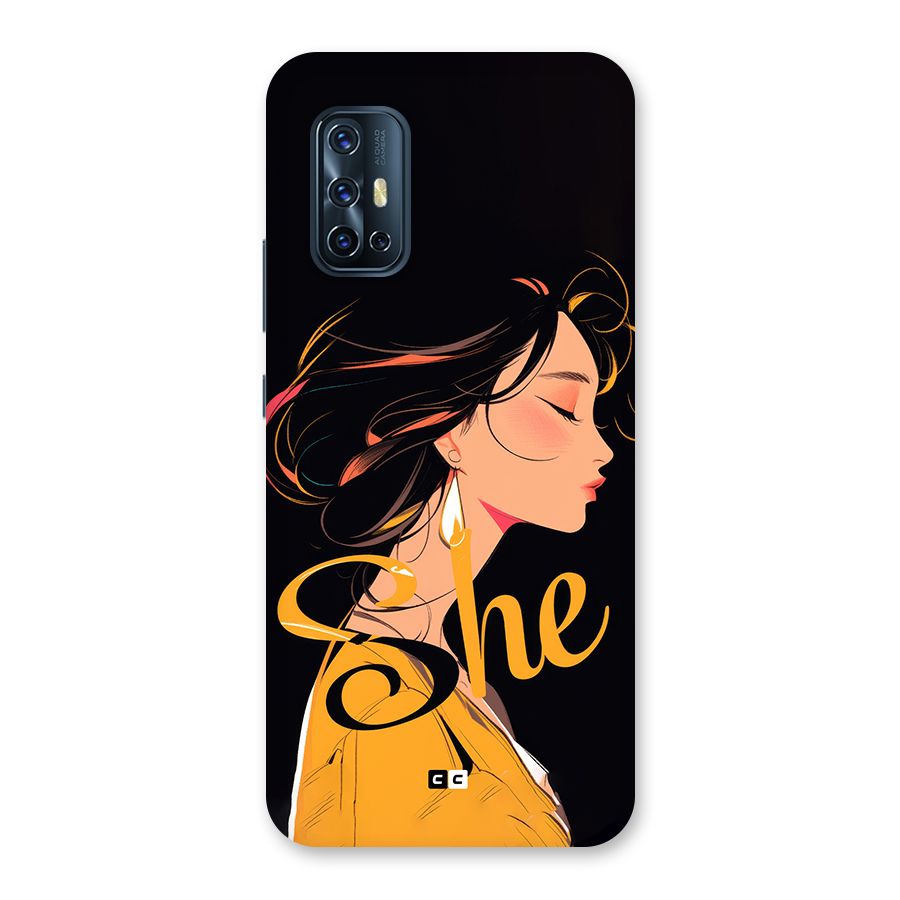 Yellow Lady Back Case for Vivo V17