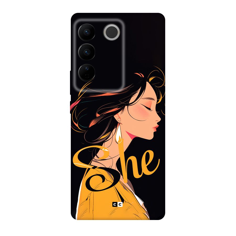 Yellow Lady Back Case for Vivo V27