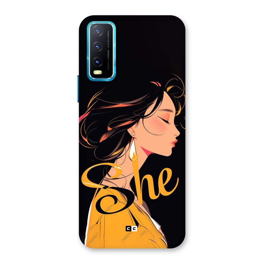 Yellow Lady Back Case for Vivo Y20A