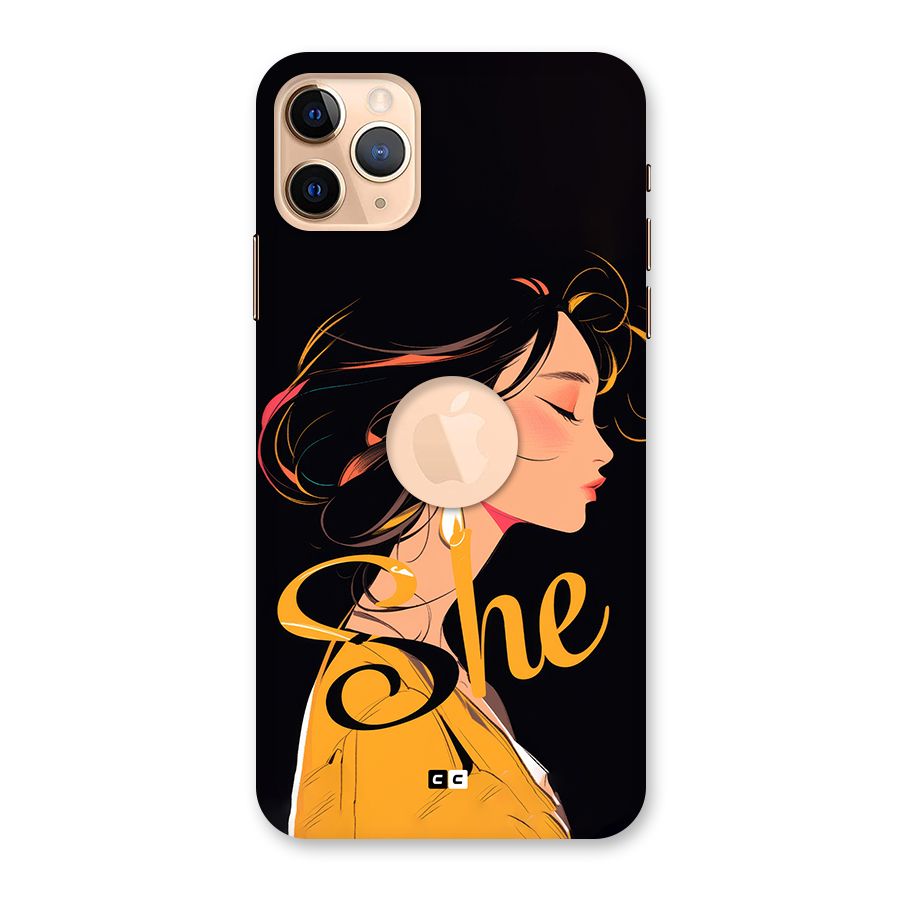 Yellow Lady Back Case for iPhone 11 Pro Max Logo Cut