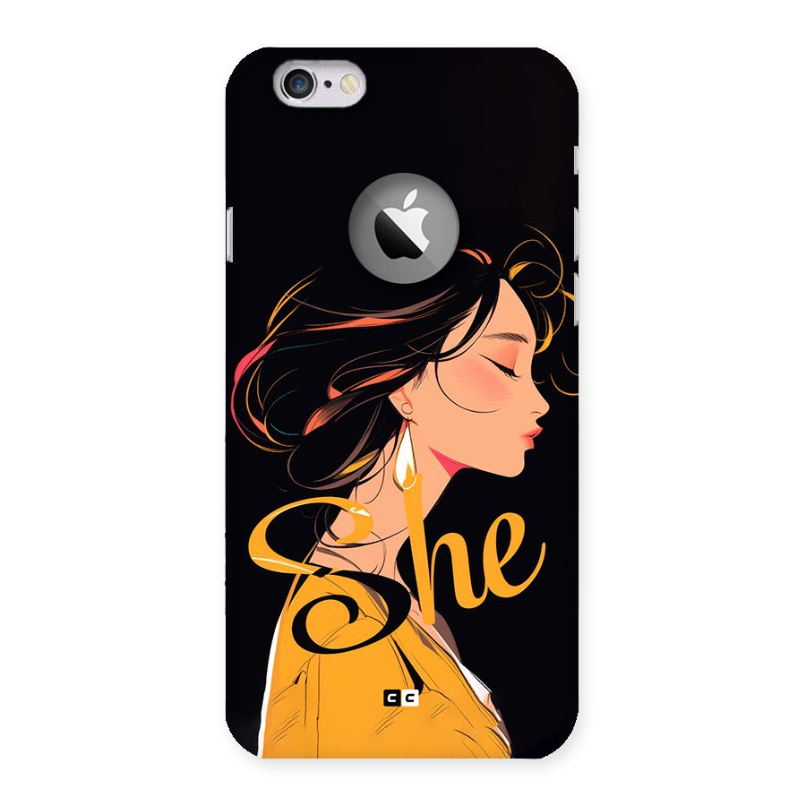 Yellow Lady Back Case for iPhone 6 Logo Cut