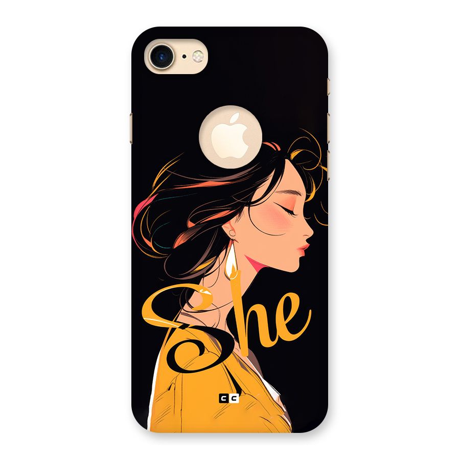 Yellow Lady Back Case for iPhone 7 Logo Cut