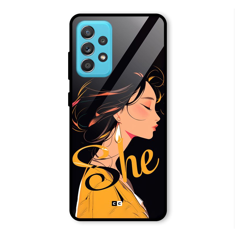 Yellow Lady Glass Back Case for Galaxy A52