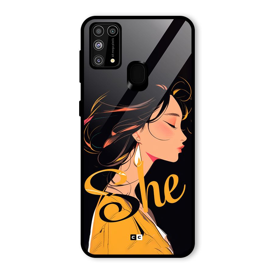 Yellow Lady Glass Back Case for Galaxy F41