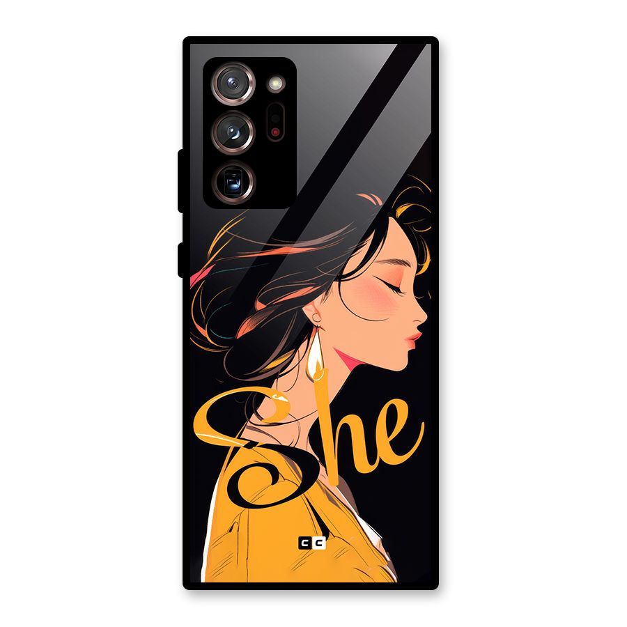 Yellow Lady Glass Back Case for Galaxy Note 20 Ultra 5G