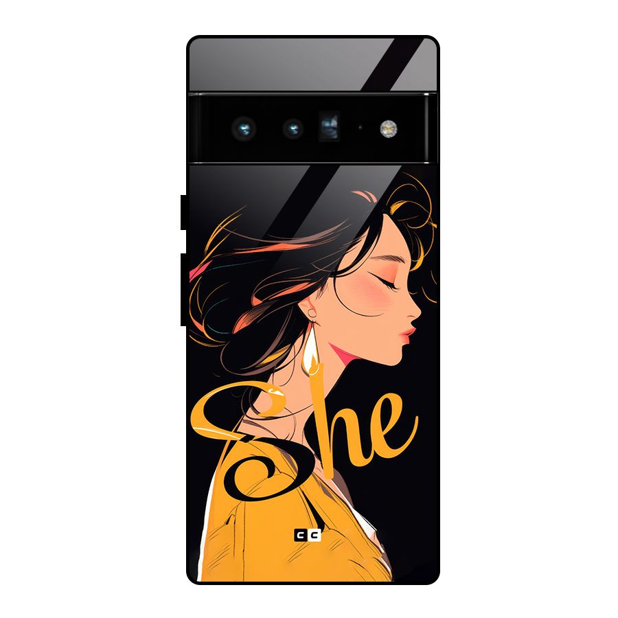 Yellow Lady Glass Back Case for Google Pixel 6 Pro