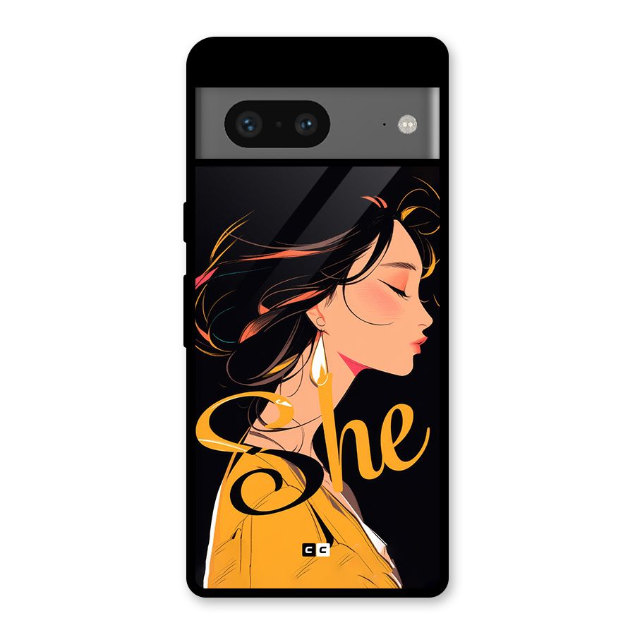 Yellow Lady Glass Back Case for Google Pixel 7