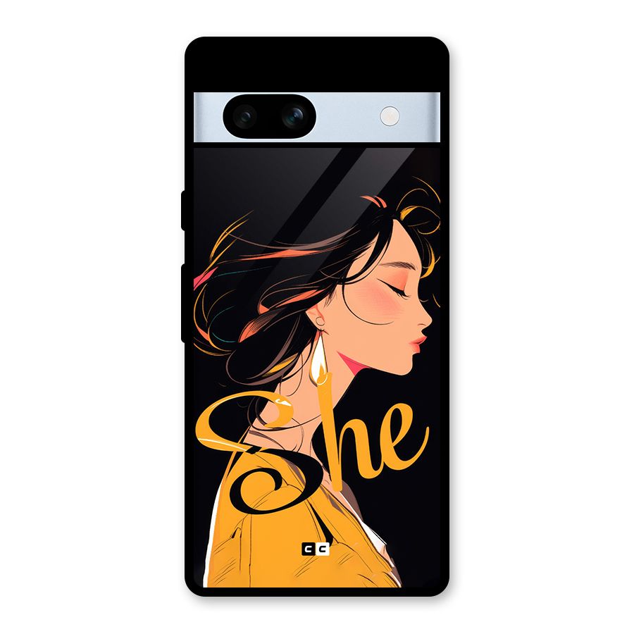Yellow Lady Glass Back Case for Google Pixel 7a