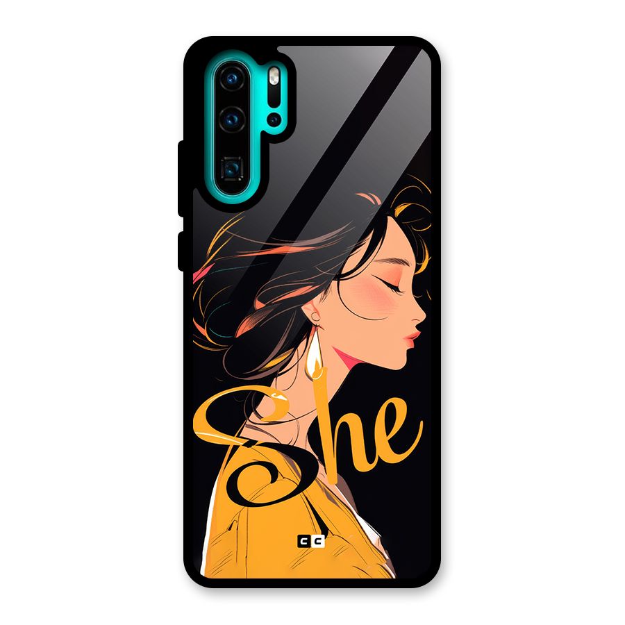 Yellow Lady Glass Back Case for Huawei P30 Pro