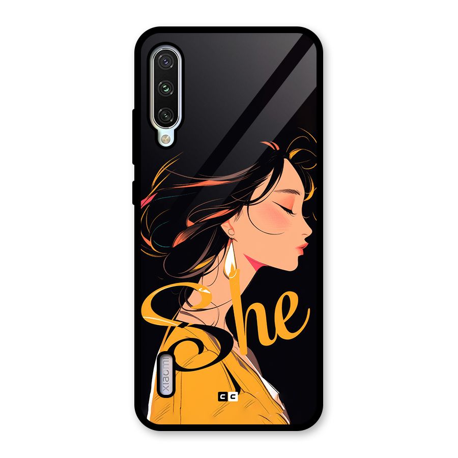 Yellow Lady Glass Back Case for Mi A3