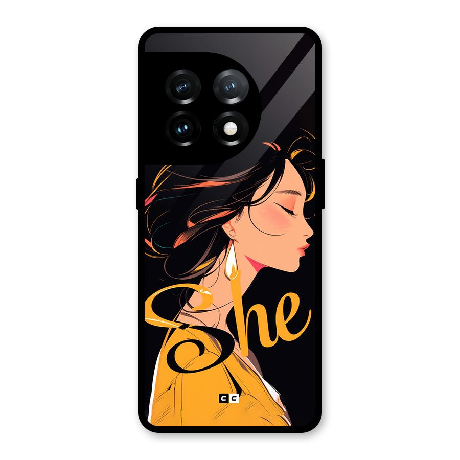 Yellow Lady Glass Back Case for OnePlus 11