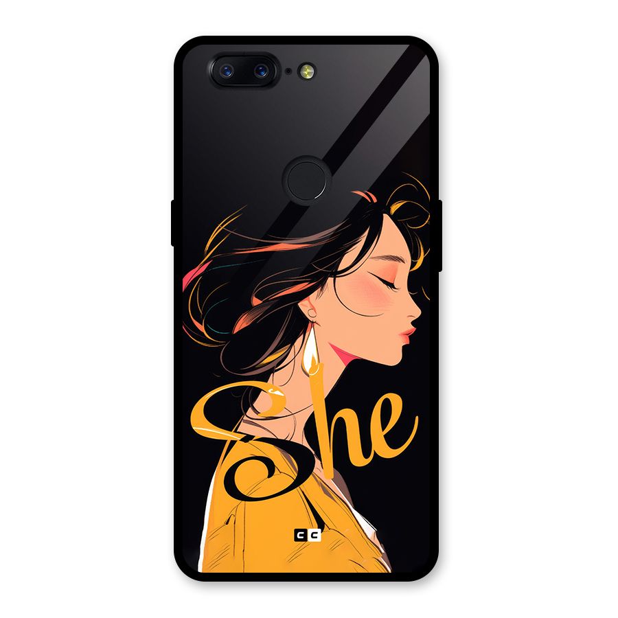 Yellow Lady Glass Back Case for OnePlus 5T