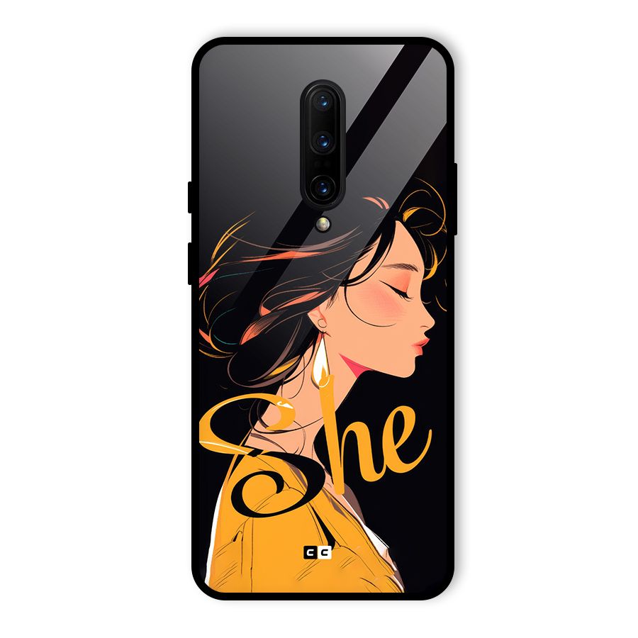 Yellow Lady Glass Back Case for OnePlus 7 Pro