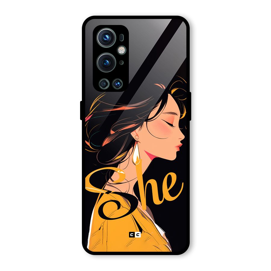 Yellow Lady Glass Back Case for OnePlus 9 Pro