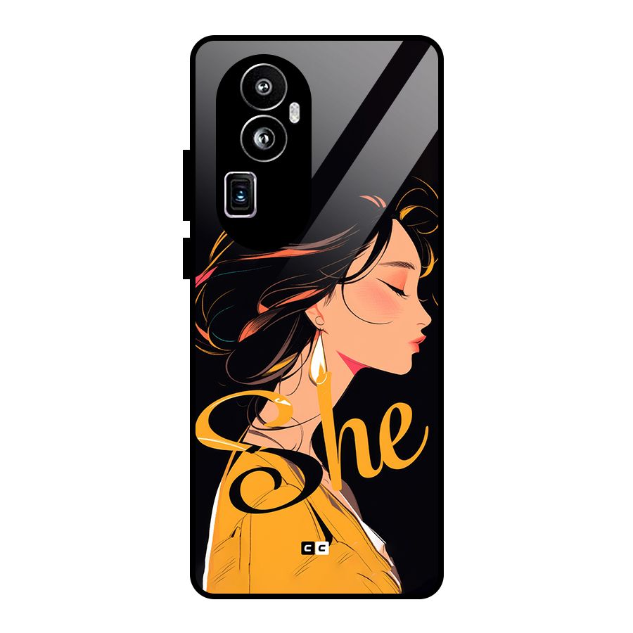 Yellow Lady Glass Back Case for Oppo Reno10 Pro Plus