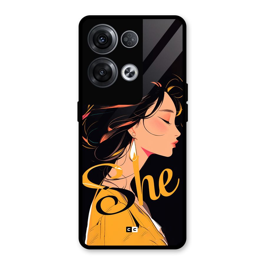 Yellow Lady Glass Back Case for Oppo Reno8 Pro 5G