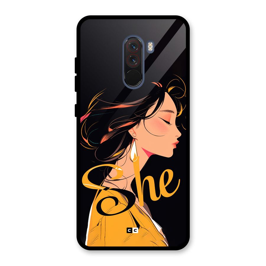 Yellow Lady Glass Back Case for Poco F1