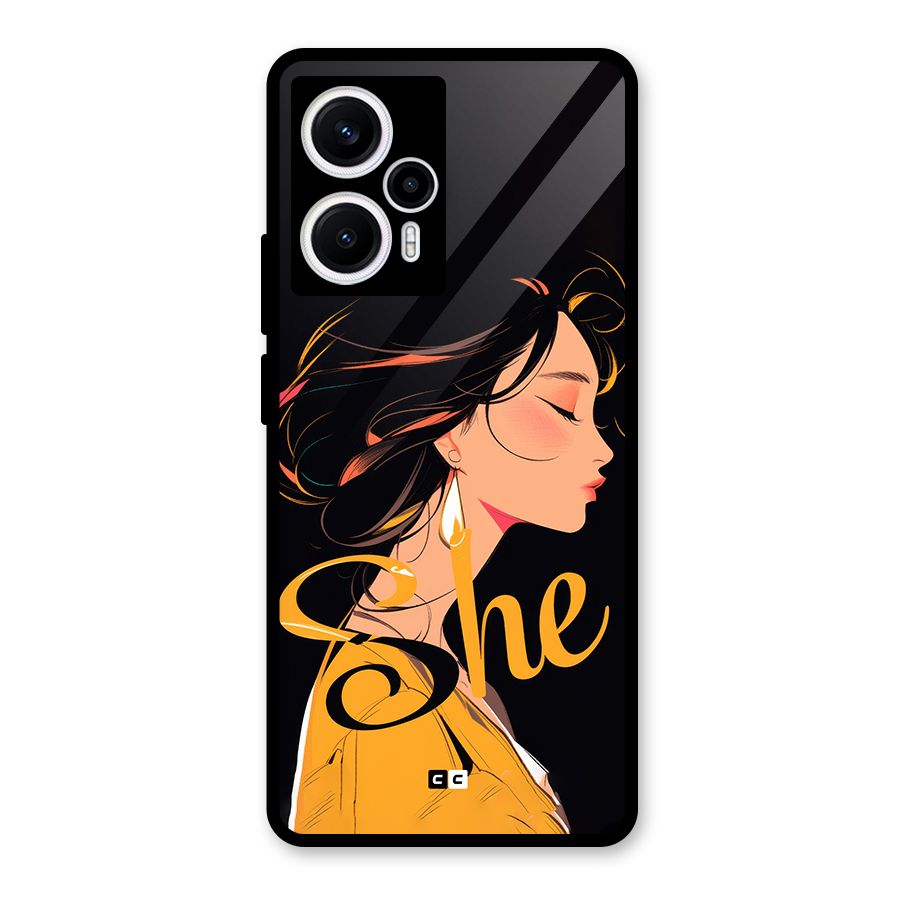 Yellow Lady Glass Back Case for Poco F5
