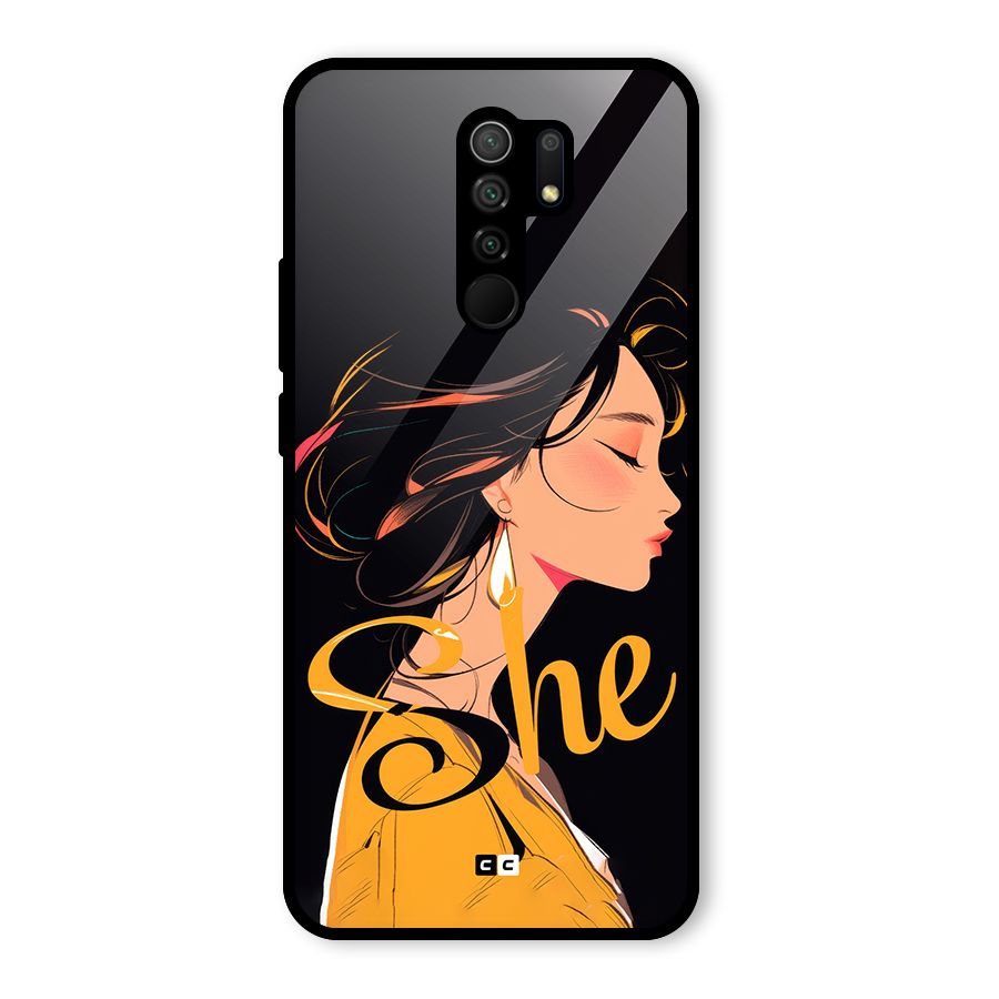 Yellow Lady Glass Back Case for Poco M2
