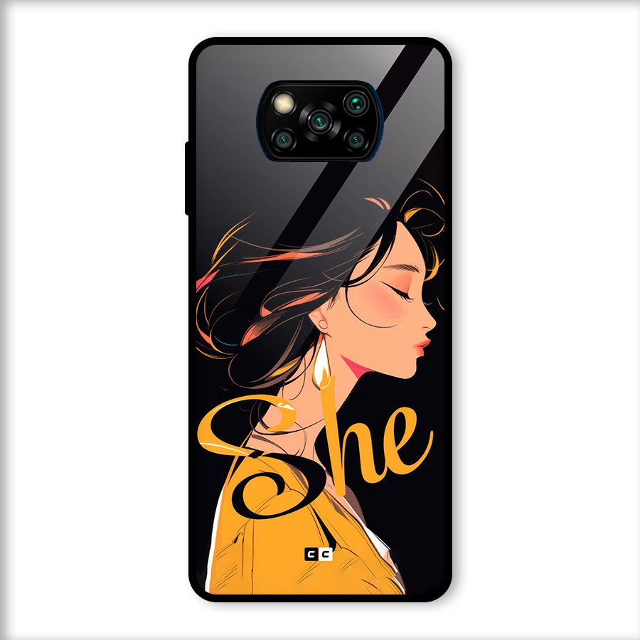 Yellow Lady Glass Back Case for Poco X3