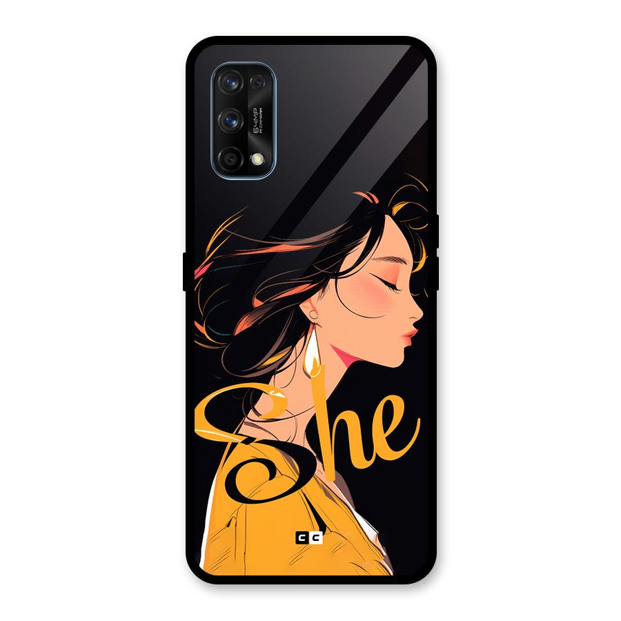 Yellow Lady Glass Back Case for Realme 7 Pro