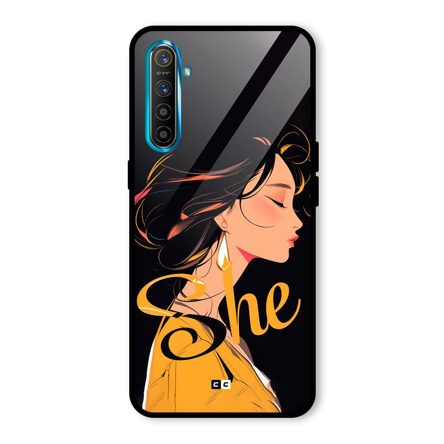 Yellow Lady Glass Back Case for Realme XT