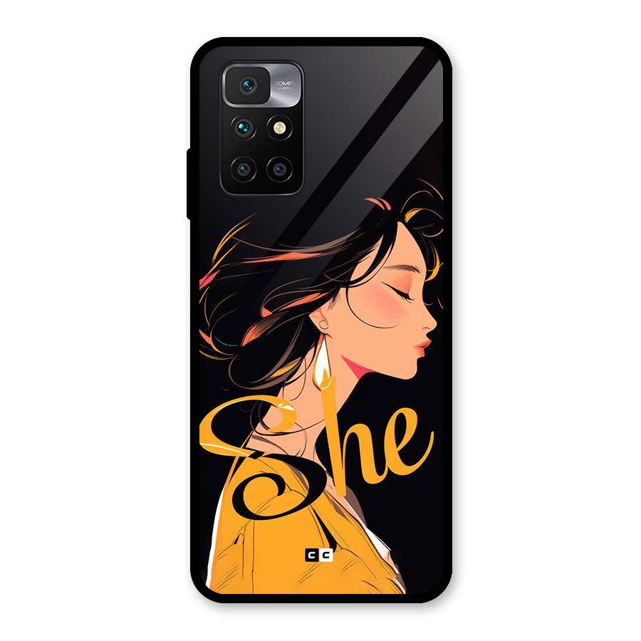 Yellow Lady Glass Back Case for Redmi 10 Prime
