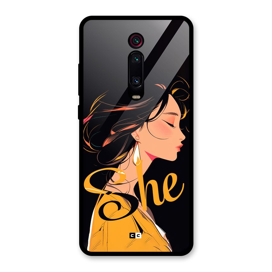 Yellow Lady Glass Back Case for Redmi K20