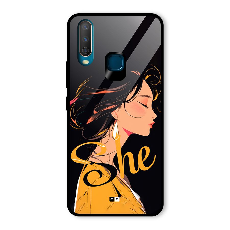 Yellow Lady Glass Back Case for Vivo U10